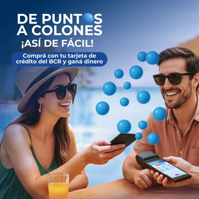 De puntos a colones ¡Así de facil! Compra con tu tarjeta de crédito del BCR y ganá dinero