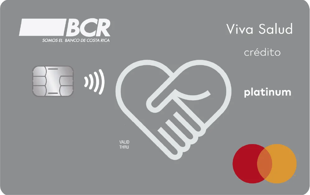 Tarjeta Viva Salud Platinum de color gris ilustrada con dos manos formando un corazón 