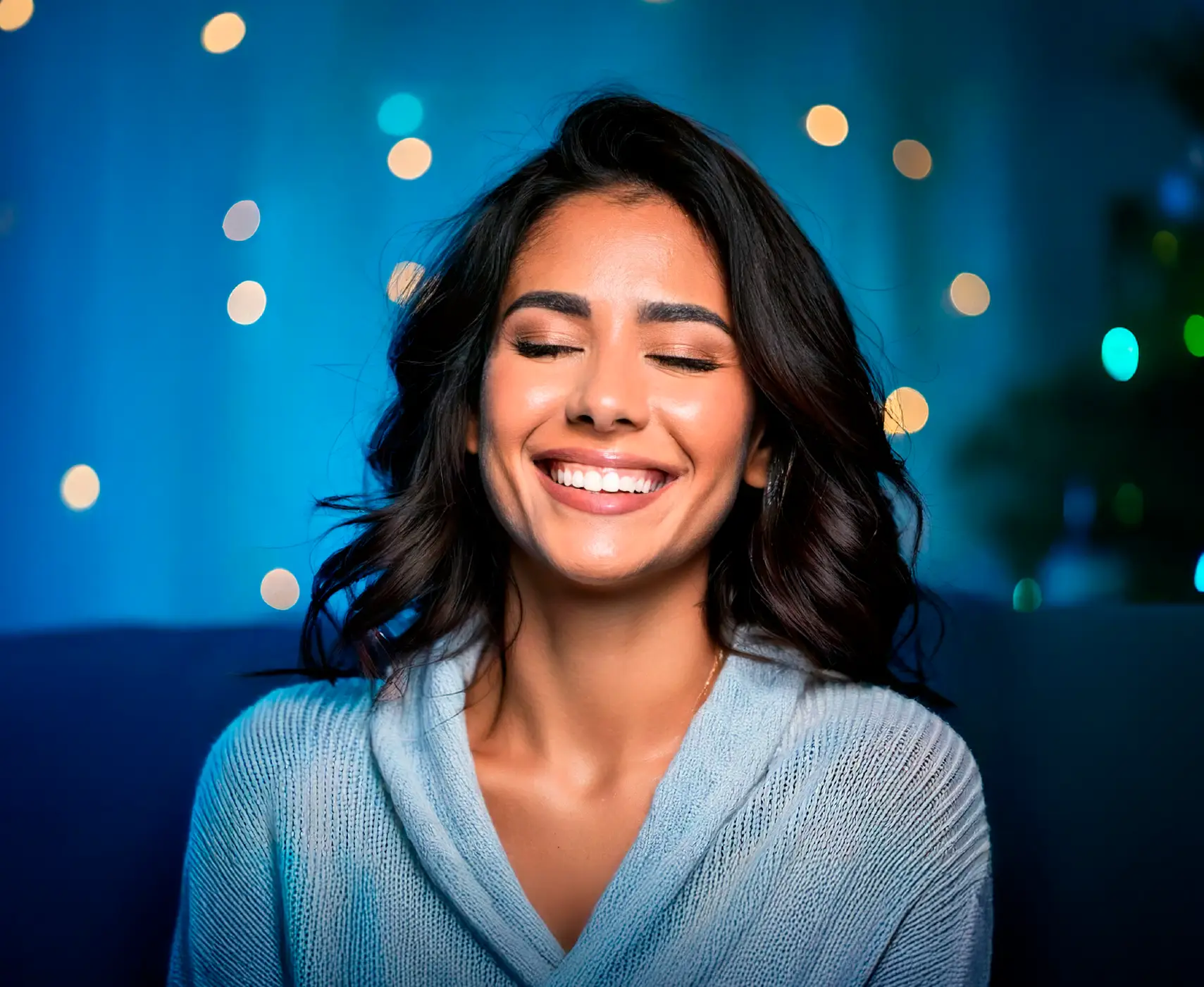 Mujer feliz con cara de relajación