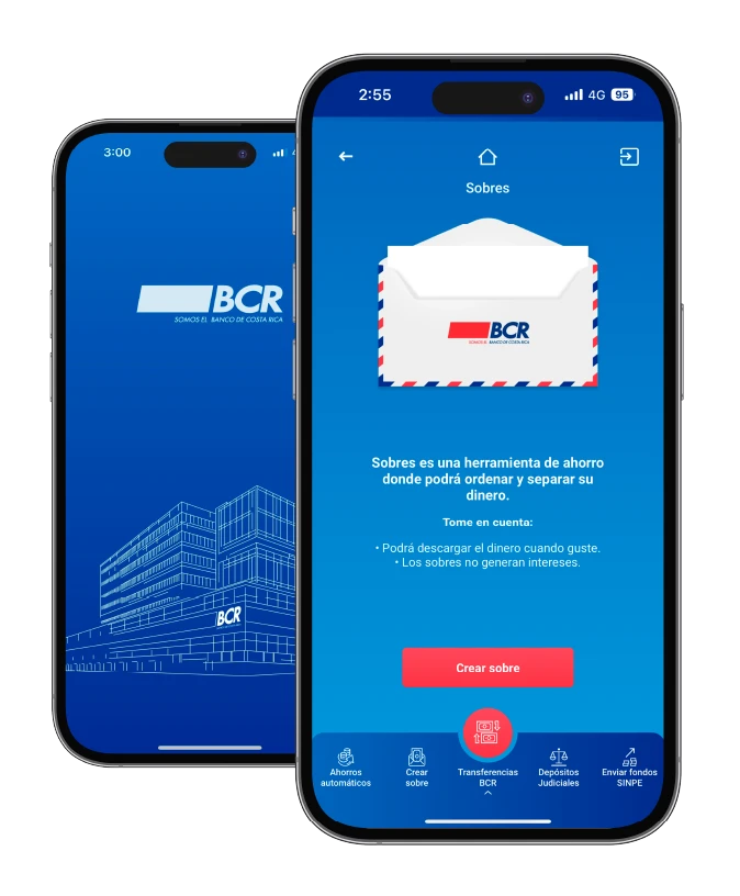 Sobres electronicos en el app BCR Móvil